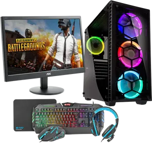 Gaming Setupwith R G B Lighting PNG Image