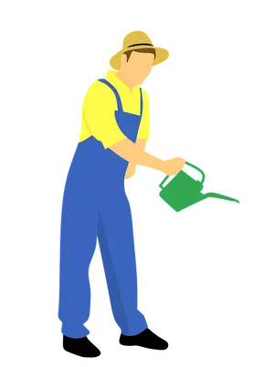 Gardener Watering Plants Vector PNG Image