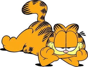 Garfield Lying Down Cartoon PNG Image