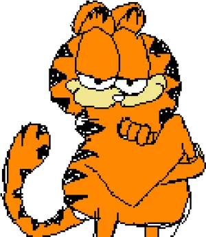 Garfield Pixel Art Classic Pose PNG Image