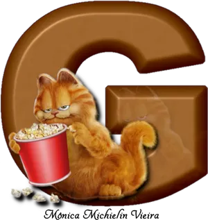 Garfield Popcorn Movie Night PNG Image