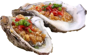 Garnished Oysterson Half Shell PNG Image