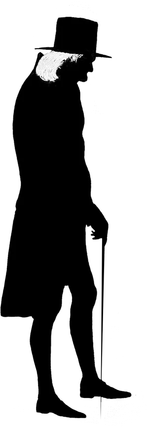 Gentleman Silhouettewith Cane PNG Image