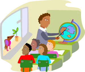 Geography Lessonin Colorful Classroom PNG Image