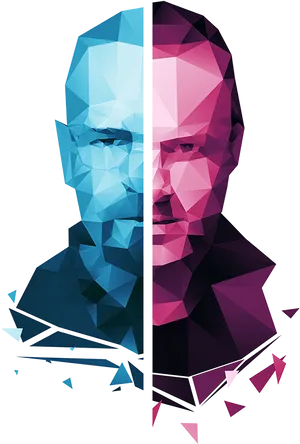 Geometric Dual Face Artwork PNG Image