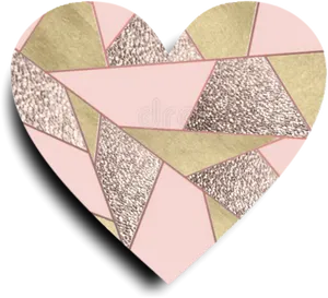 Geometric Glitter Heart Design PNG Image