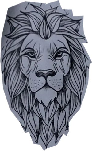 Geometric Lion Tattoo Design PNG Image