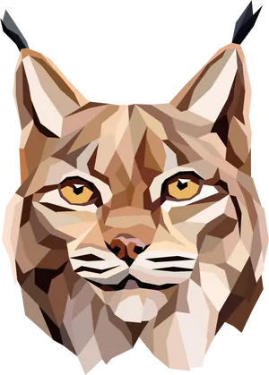 Geometric Lynx Portrait PNG Image