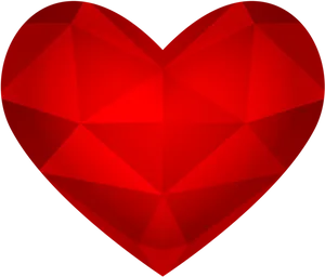 Geometric Red Heart Design PNG Image