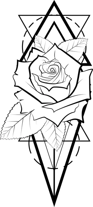 Geometric Rose Tattoo Design PNG Image