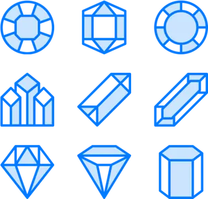 Geometric_ Shapes_ Collection_ Blue_ Lineart PNG Image