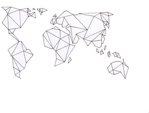 Geometric World Map Outline PNG Image