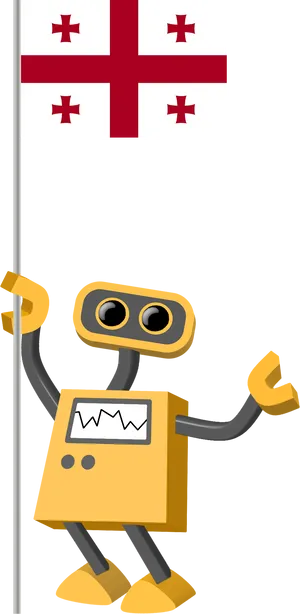 Georgia Flag Robot Mascot PNG Image