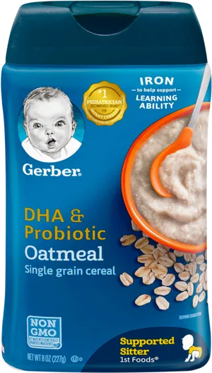 Gerber D H A Probiotic Oatmeal Cereal Package PNG