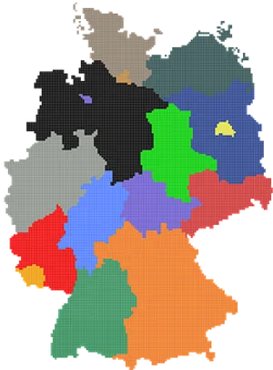 Germany Pixelated Map Color Coded PNG Image