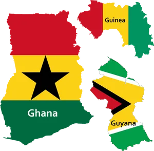 Ghana Guinea Guyana Flags Maps PNG Image