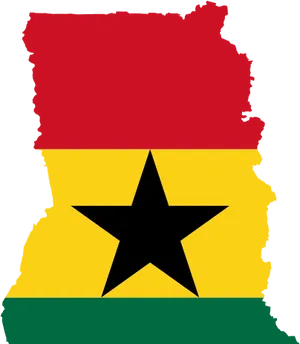 Ghana Map Outlined With Flag Colors PNG Image