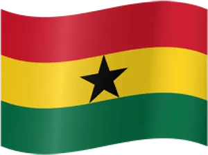 Ghana National Flag Waving PNG Image