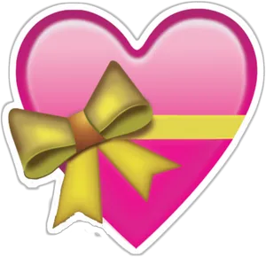 Gifted Heart Emojiwith Bow PNG Image