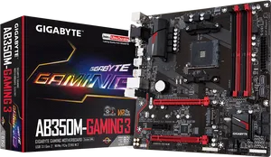 Gigabyte A B350 M Gaming3 Motherboard PNG Image