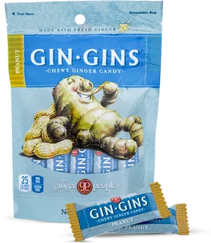 Gin Gins Chewy Ginger Candy Package PNG Image