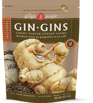 Gin Gins Chewy Ginger Coffee Candy Package PNG Image