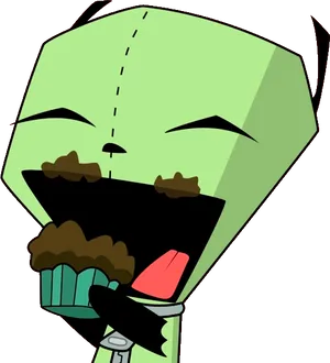 Gir Holding Cupcake Cartoon PNG Image