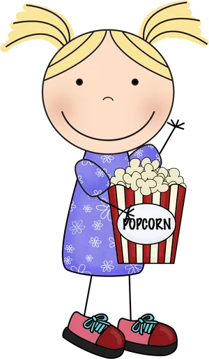 Girl Holding Popcorn Clipart PNG Image