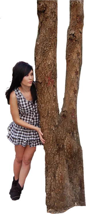 Girl Leaning Against Tree Picsart PNG Image