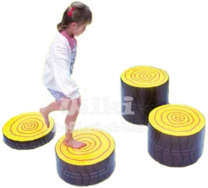 Girl Playingon Step Stones PNG Image