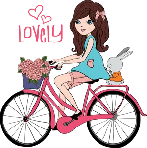 Girland Bunnyon Pink Bicycle PNG Image