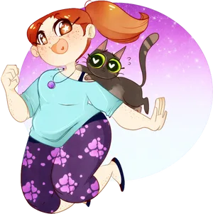 Girland Cat Bonding Caricature PNG Image