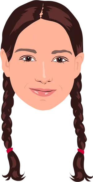 Girlwith Braided Hair Vector Portrait PNG Image