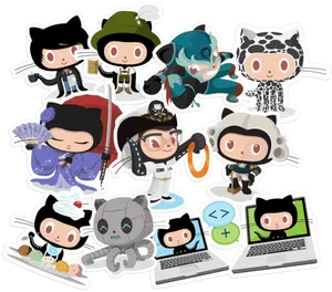 Git Hub Octocats Stickers Collection PNG Image