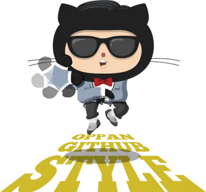 Git Hub Style Octocat Cartoon PNG Image