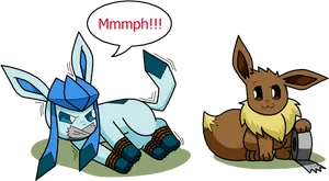 Glaceon Bound Eevee Watching PNG Image