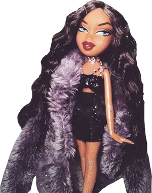 Glamorous Bratz Dollin Black Evening Wear PNG Image