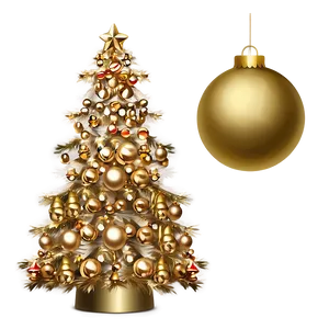 Glamorous Gold Christmas Tree Setups Png Cet26 PNG Image