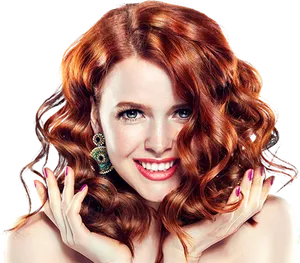 Glamorous Redhead Hairstyle PNG Image