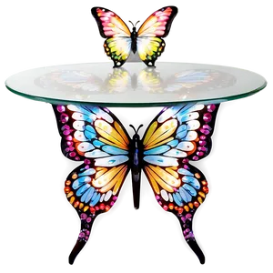 Glass Table With Butterfly Motif Png 06292024 PNG Image