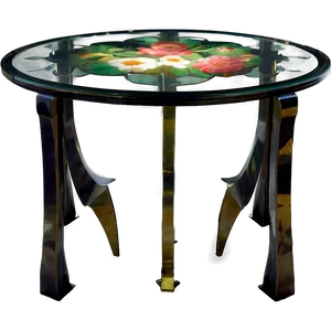 Glass Table With Floral Pattern Png 06292024 PNG Image