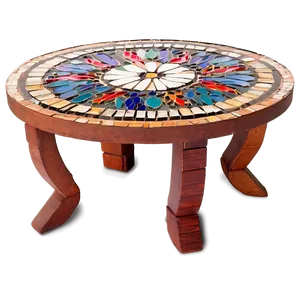 Glass Table With Mosaic Detailing Png 06292024 PNG Image