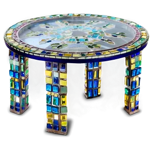 Glass Table With Mosaic Detailing Png 56 PNG Image