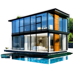 Glass-walled Modern House Designs Png Wng PNG Image