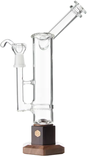 Glass Water Pipewith Wooden Base PNG Image