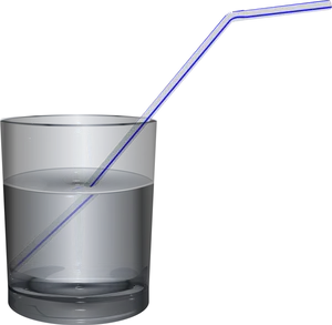 Glassof Waterwith Blue Straw PNG Image