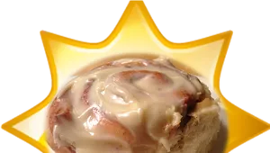 Glazed Cinnamon Roll Starburst Background PNG Image