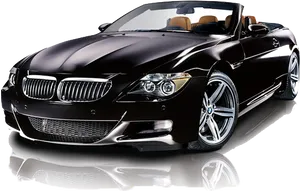 Gleaming Black Convertible Car PNG Image