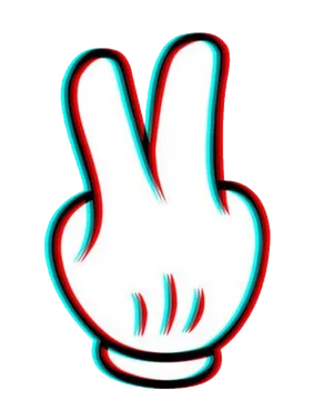 Glitch Effect Peace Hand Sign PNG Image