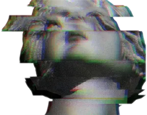 Glitched Classical Bust Grunge Aesthetic.png PNG Image